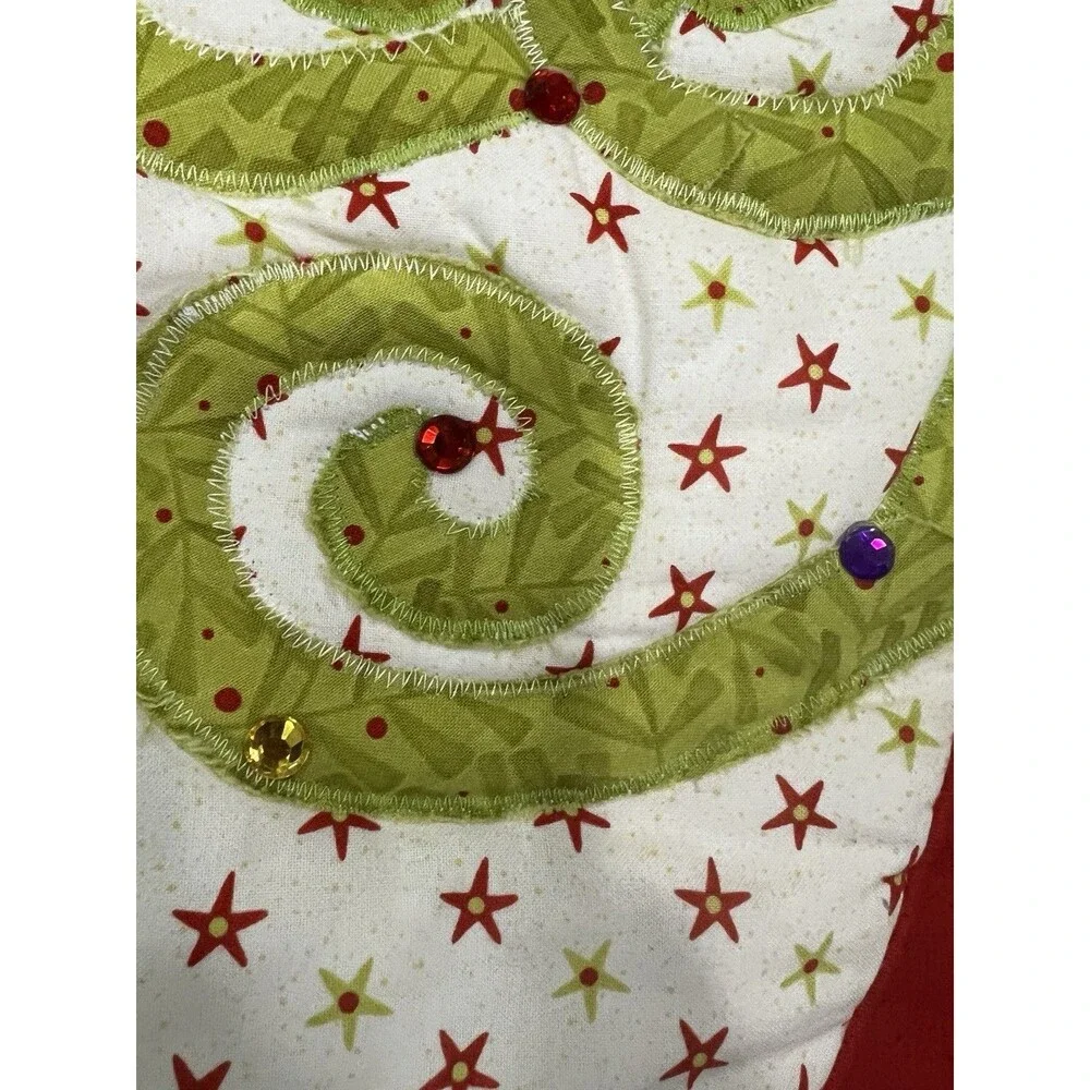 Handmade Art Quilt Wall Hanging~Tipsy Tree christmas 24